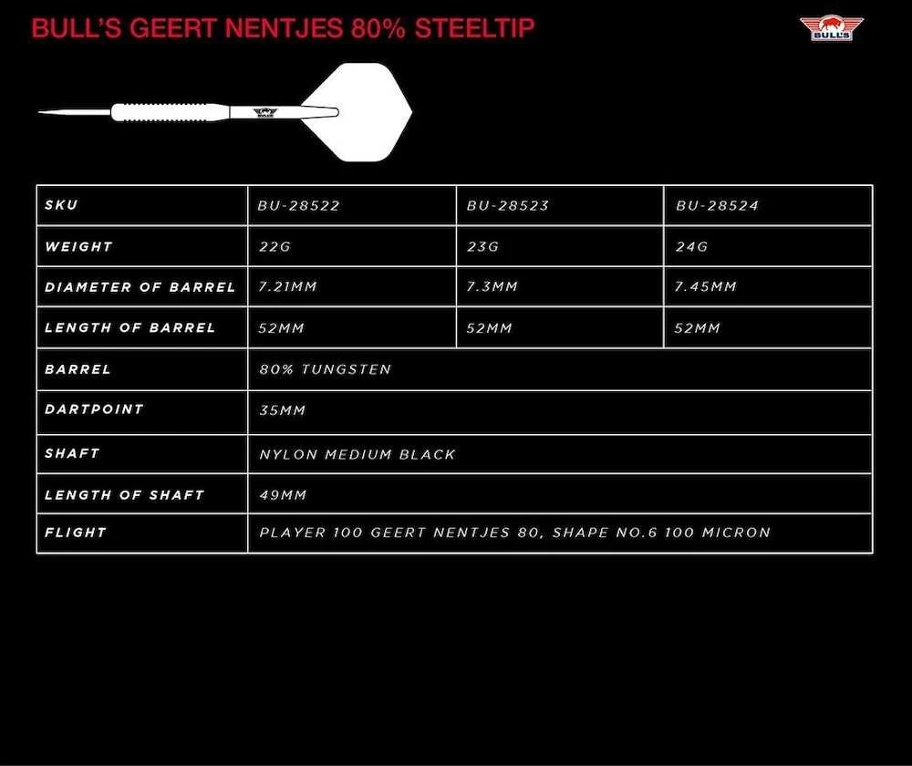 Strėlytės Bull's Geert Nentjes 80%, 24 gramų
