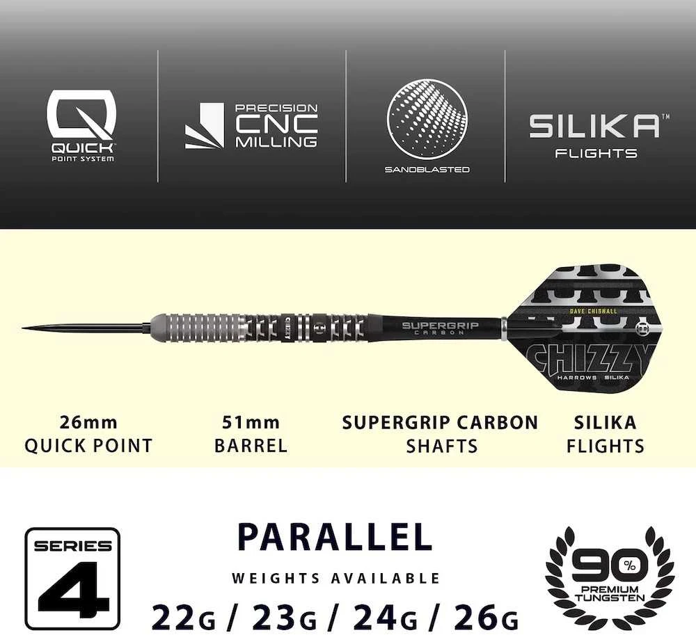 Strėlytės Harrows Chizzy Series 4 Quick 90%, 23 gramų