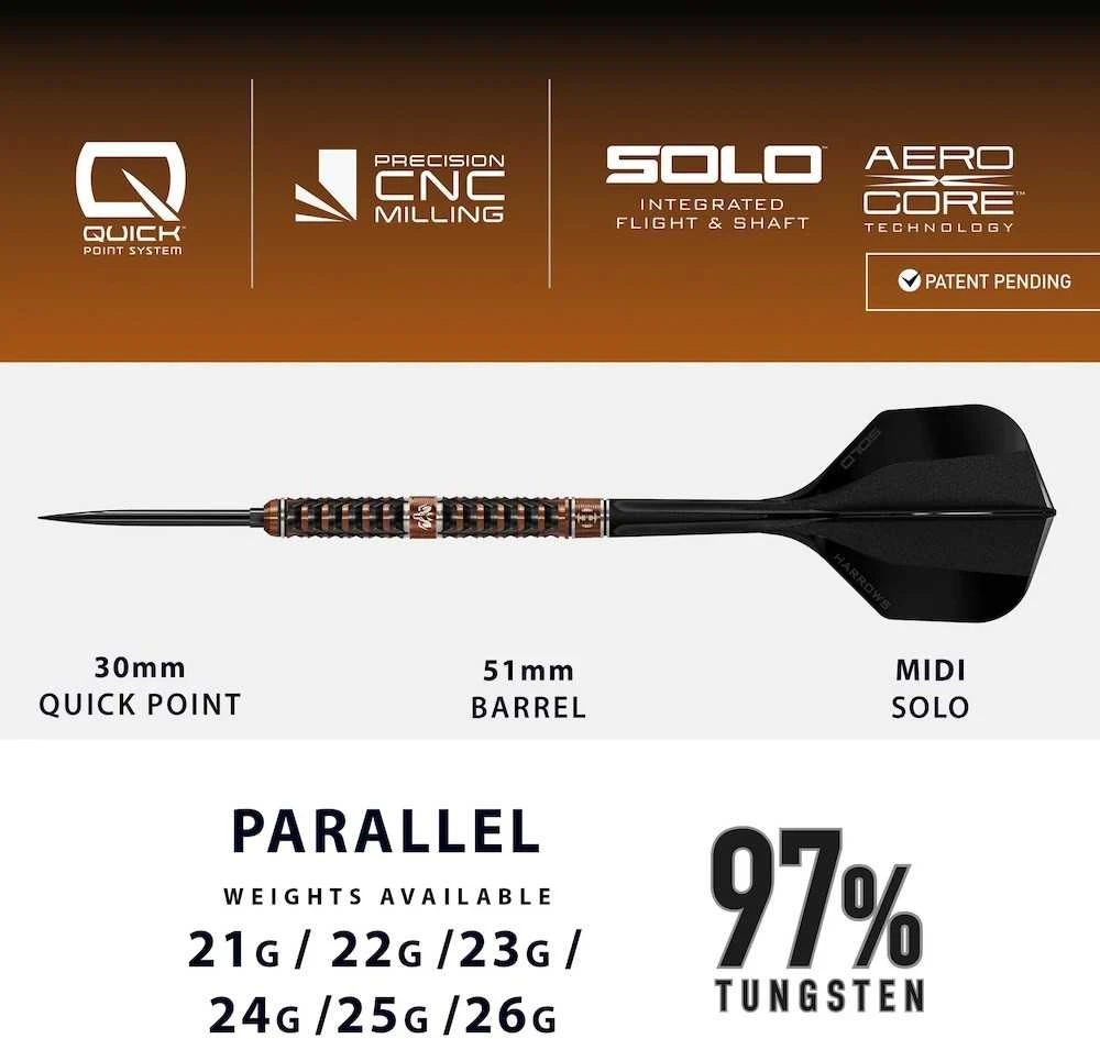 Strėlytės Harrows Wolfram Trinity 97% Quick, 21 gramo