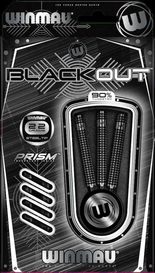 Winmau Blackout smiginio strėlytės su plieniniais smaigaliais 22 g