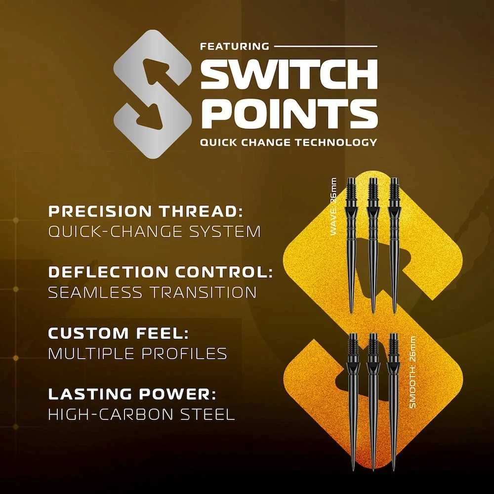 22 gramų strėlytės Winmau Exion Parallel Switch Point 90% volframo