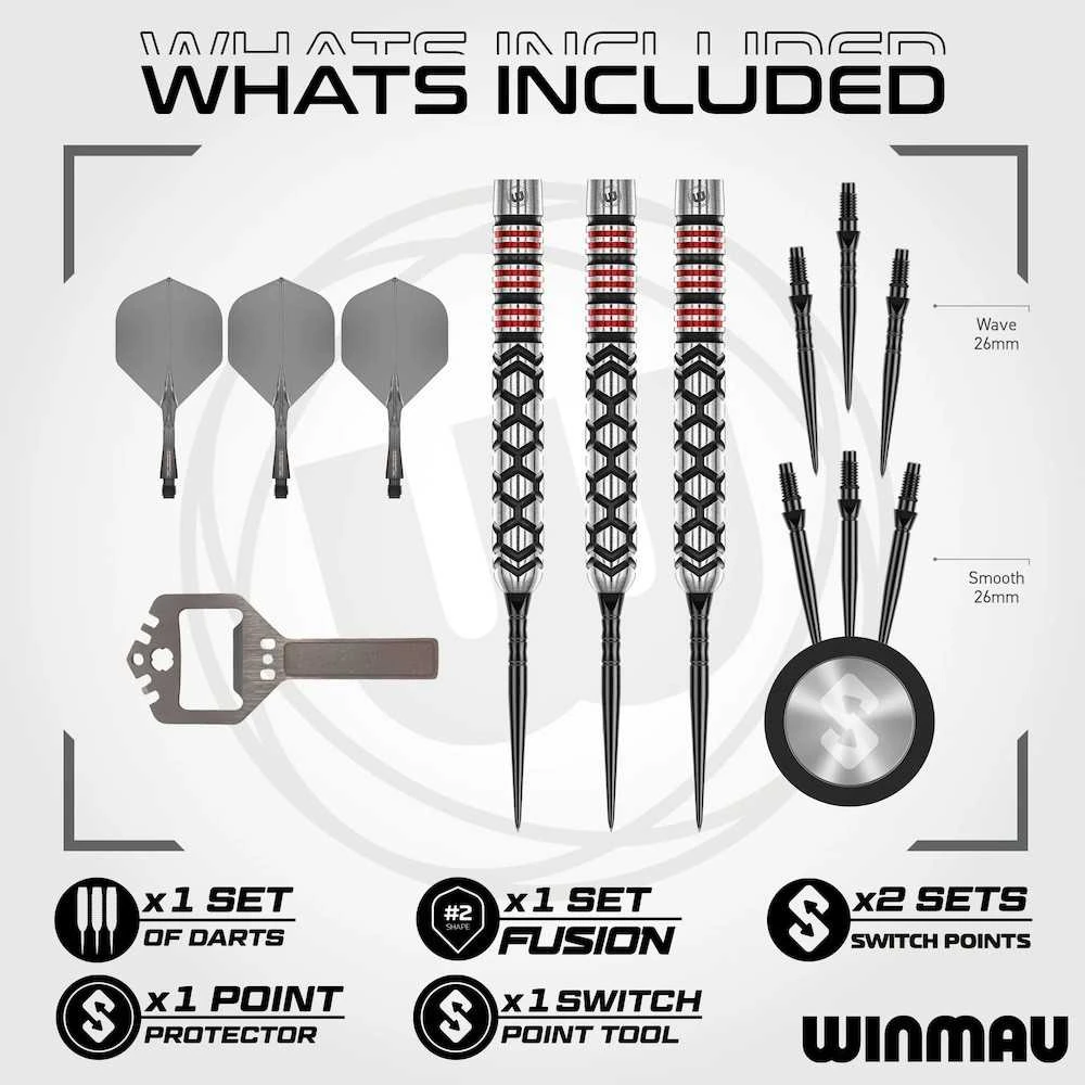 24 gramų strėlytės Winmau Fornax Parallel Switch Point 90% volframo