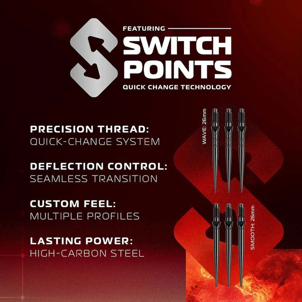 22 gramų strėlytės Winmau Fornax Parallel Switch Point 90% volframo