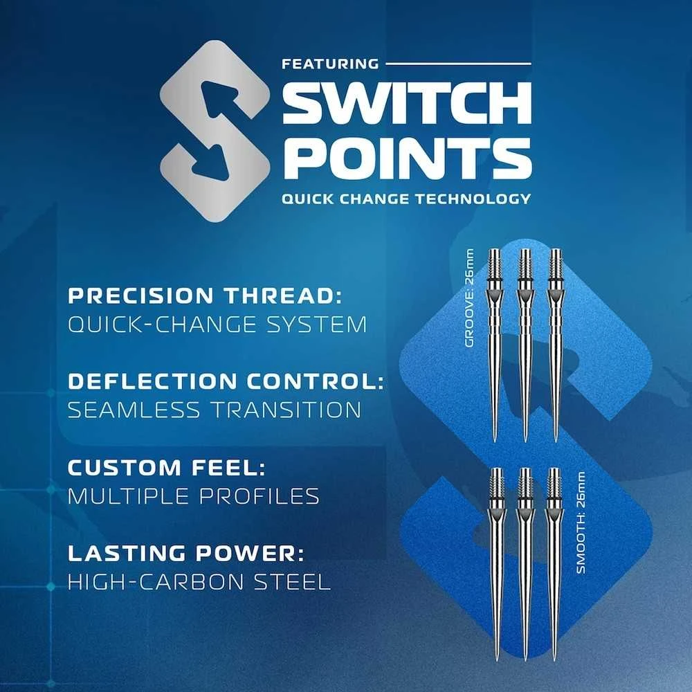 25 gramų strėlytės Winmau Lunaris Parallel Switch Point 90% volframo