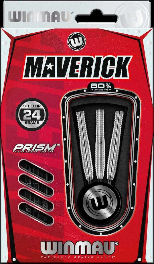 Winmau Maverick smiginio strėlytės, 80% volframo, plieno smaigalys, 24 g