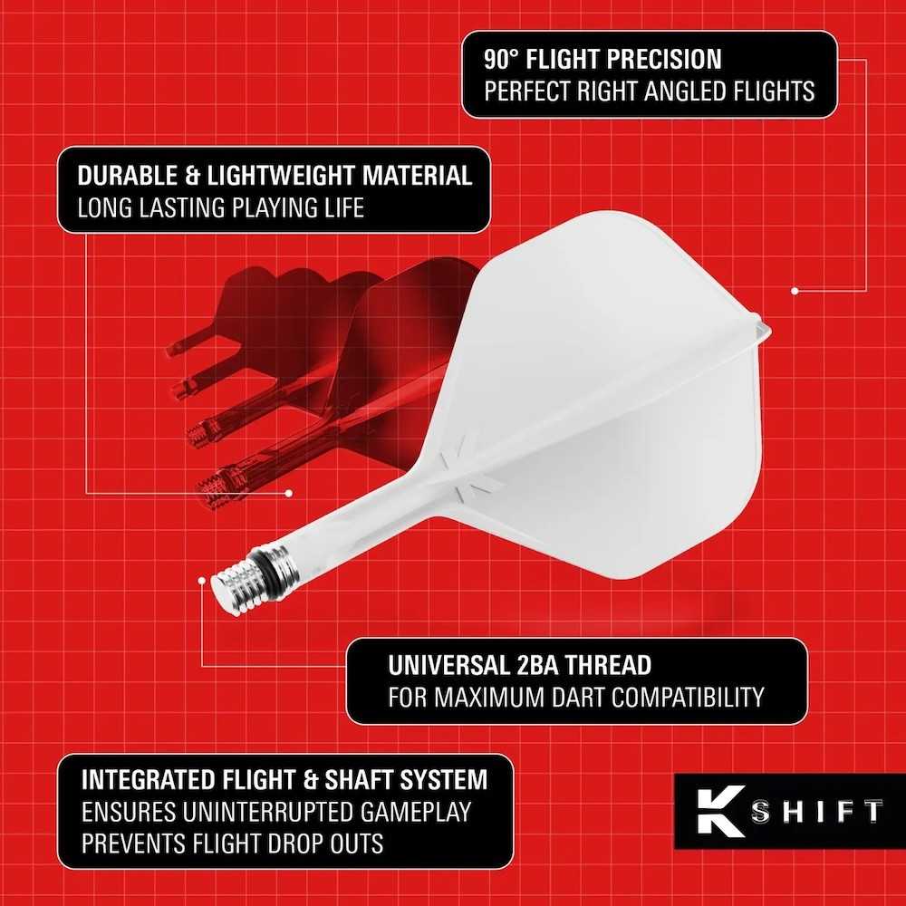 Vientisa besisukančio kotelio ir sparnelio sistema Target K-Shift No.2, baltos sp., vidutiniai