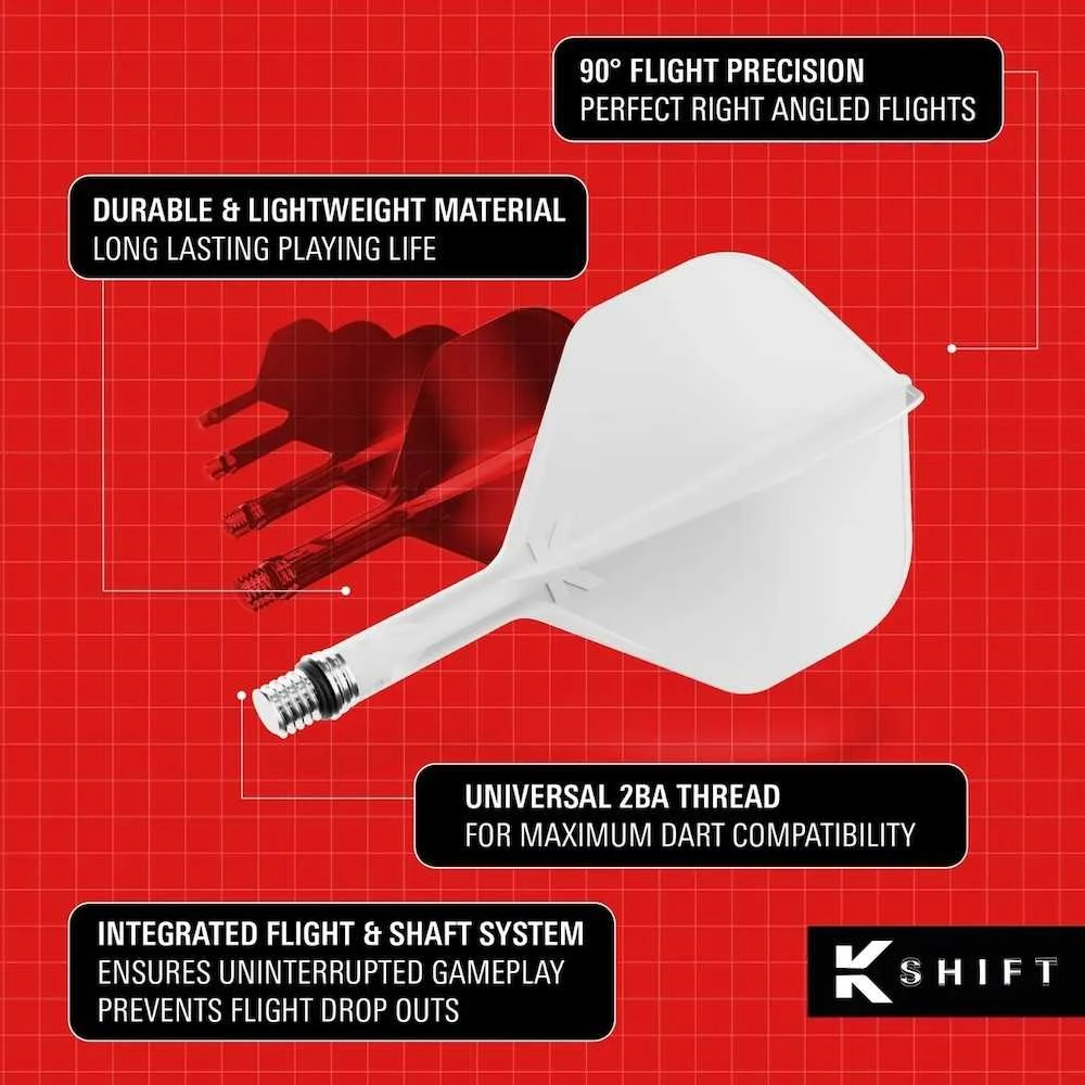 Vientisa besisukančio trumpo kotelio ir sparnelio sistema Target K-Shift No.6, baltos sp.