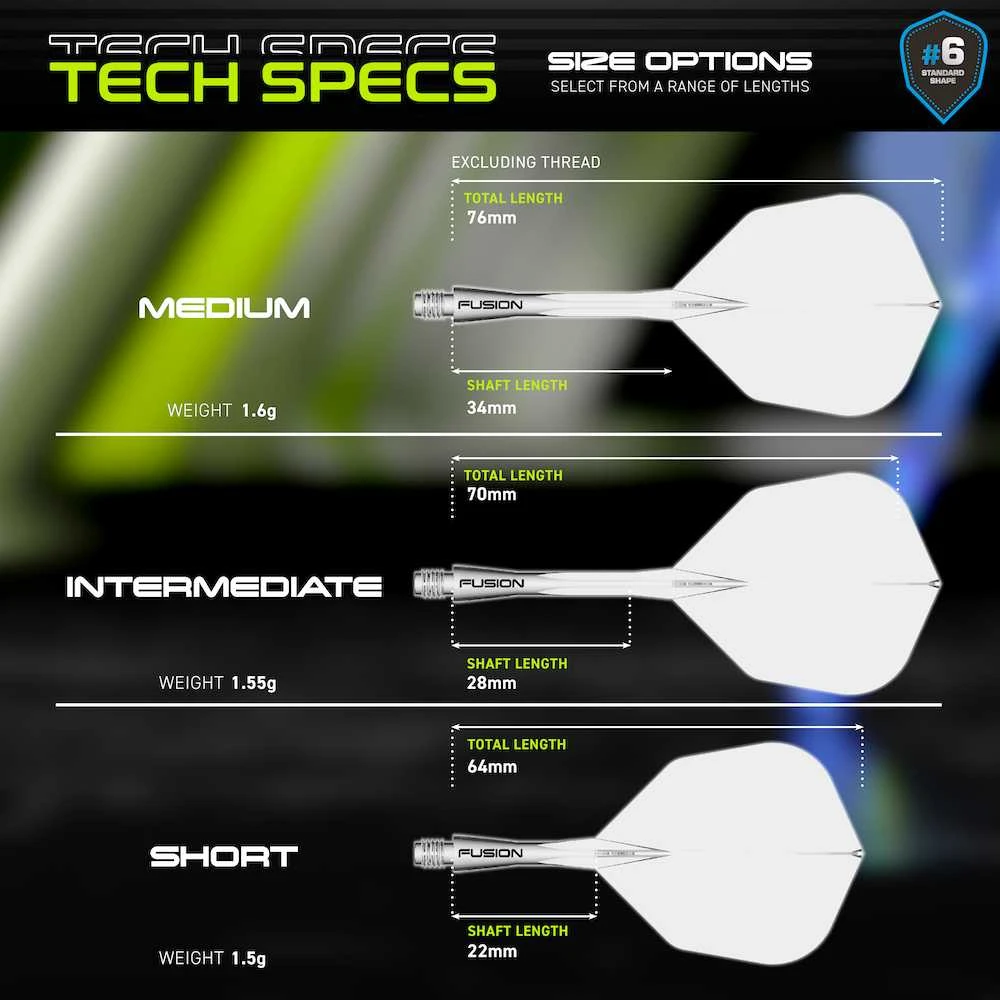 Winmau Fusion 6 shape - integruota kotelio ir sparnelio sistema, trumpi