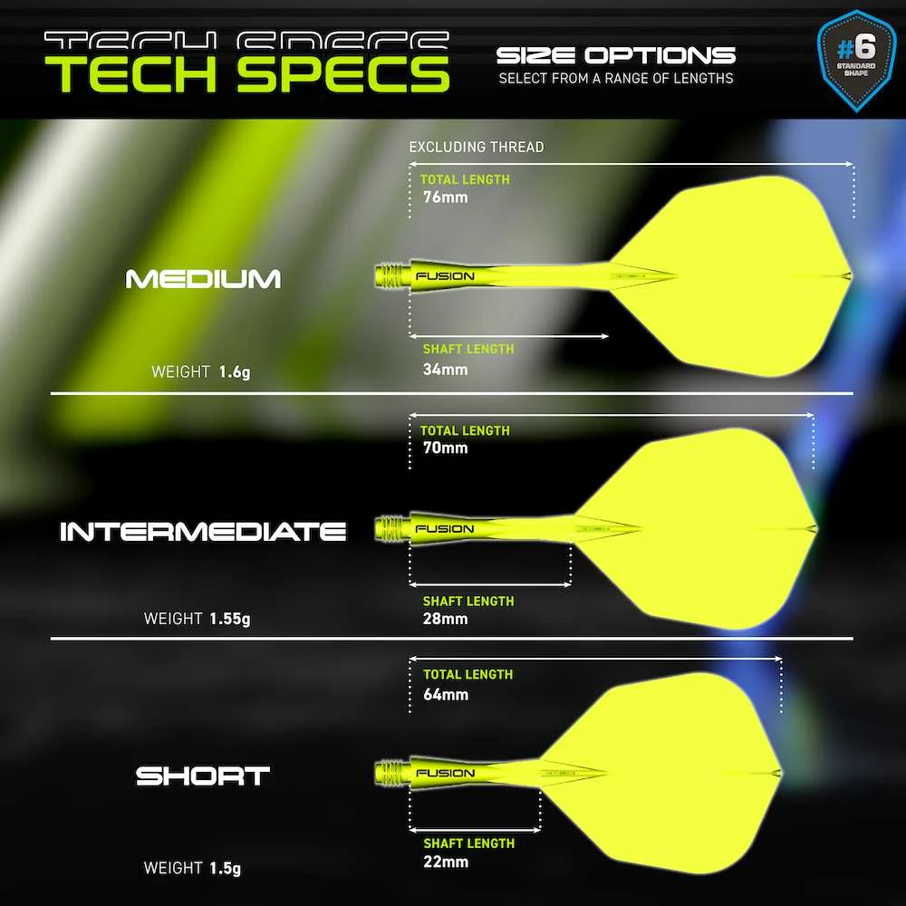 Winmau Fusion 6 shape - integruota kotelio ir sparnelio sistema, trumpi