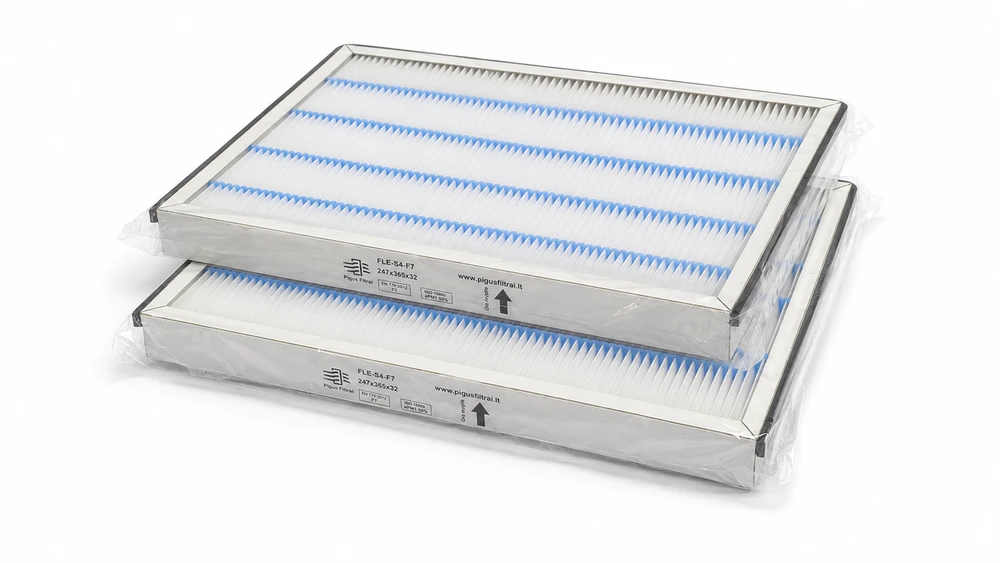 Pigūsfiltrai Filtrų komplektas F7+F7, rekuperatoriui Flexit Nordic S4 (365x247x31 mm)