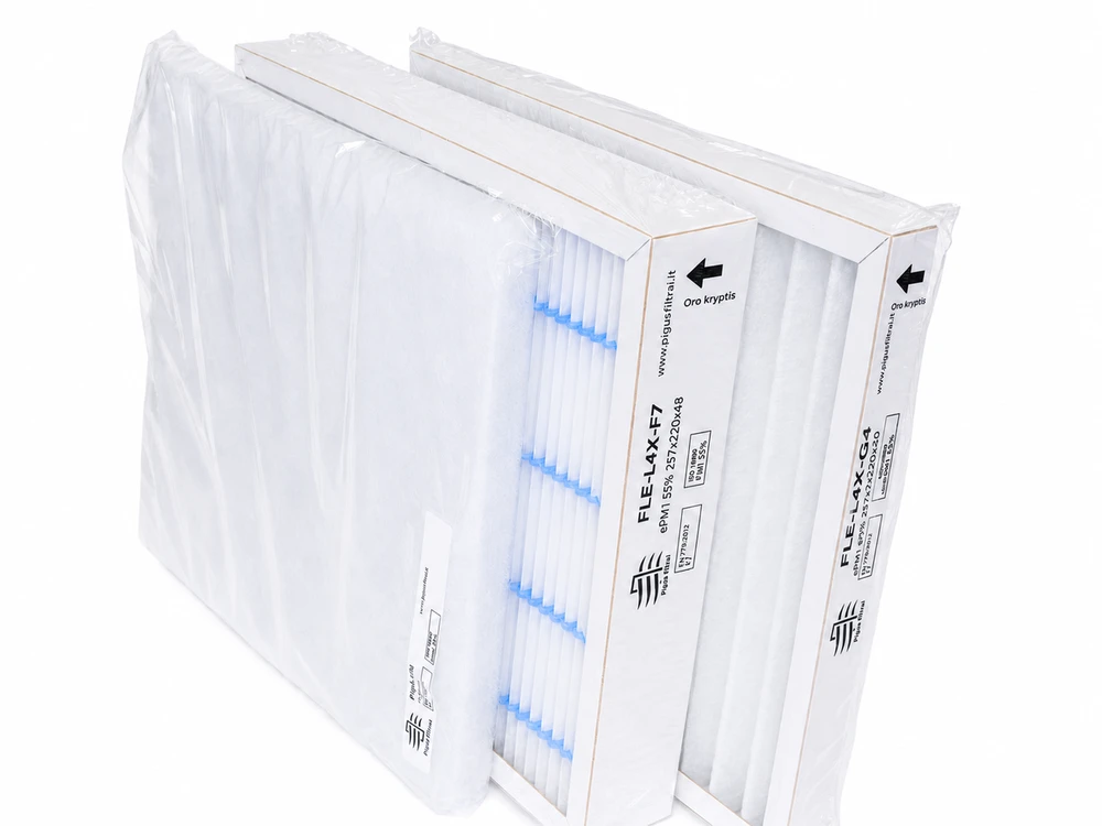 Pigūsfiltrai Filtrų komplektas F7+G4+G3, rekuperatoriui FLEXIT L4X/S4X (VG400) (257×220×48/257×220×20 mm)