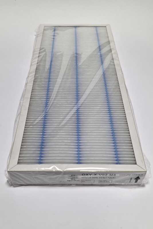 Pigūsfiltrai Filtrų komplektas F7+M5, rekuperatoriui Oxygen X-Air / Easy V400 / V400E / V500 / V500E / V600 (434x172x31 mm)