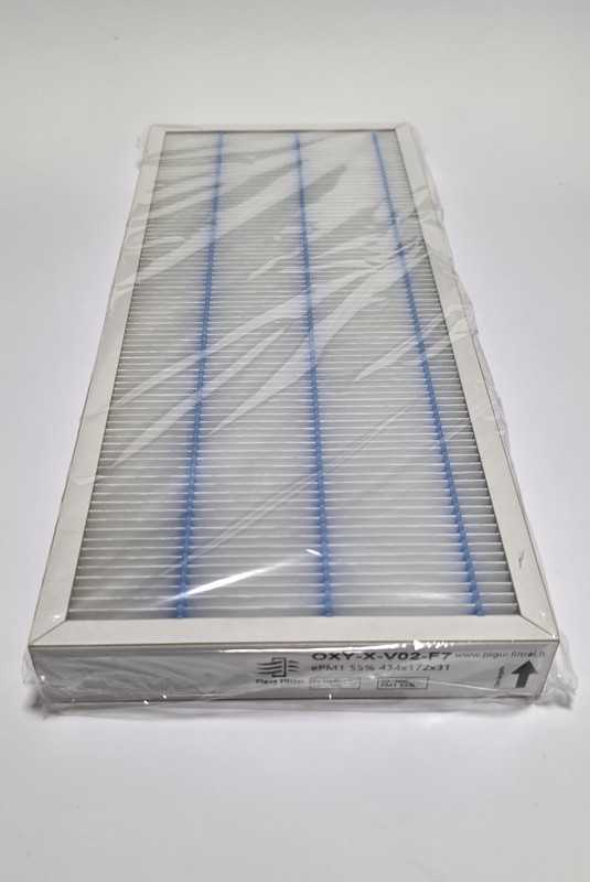 Pigūsfiltrai Filtrų komplektas F7+M5, rekuperatoriui Oxygen X-Air / Easy V400 / V400E / V500 / V500E / V600 (434x172x31 mm)