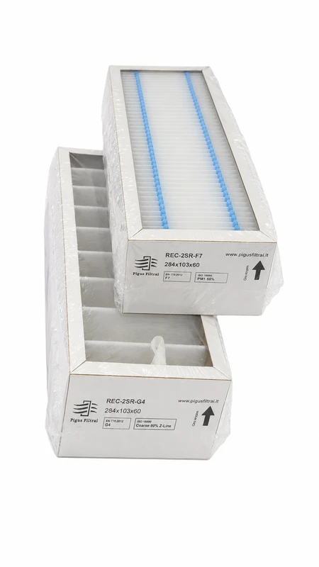Pigūsfiltrai Filtrų komplektas G4+F7, rekuperatoriui RECOM 2SR (284x103x60 mm)