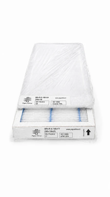 Pigūsfiltrai Filtrų komplektas G4+F7, rekuperatoriui Brink Renovent Excellent 180 (290x136x5 mm / 290x136x25 mm)