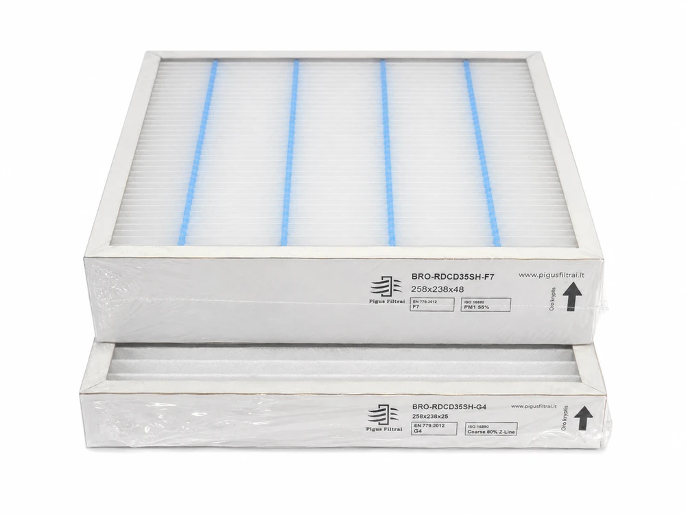 Pigūsfiltrai Filtrų komplektas G4+F7, rekuperatoriui Brofer RDCD35SH (258x238x25 mm / 258x238x48 mm)