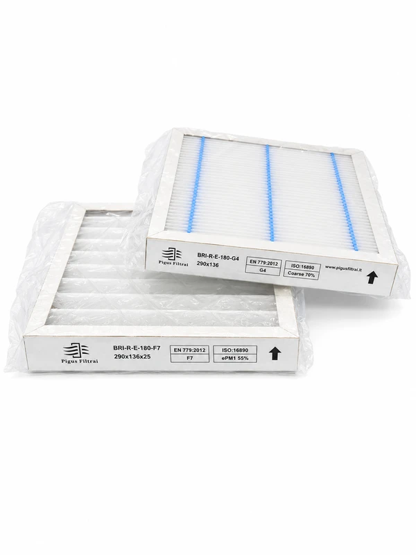 Pigūsfiltrai Filtrų komplektas G4+F7, rekuperatoriui Brink Renovent Excellent 180 (290x136x5 mm / 290x136x25 mm)