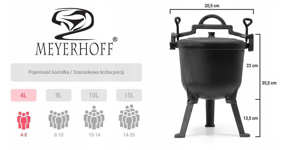 Emaliuotas ketaus puodas Meyerhoff 4L + pirštinė