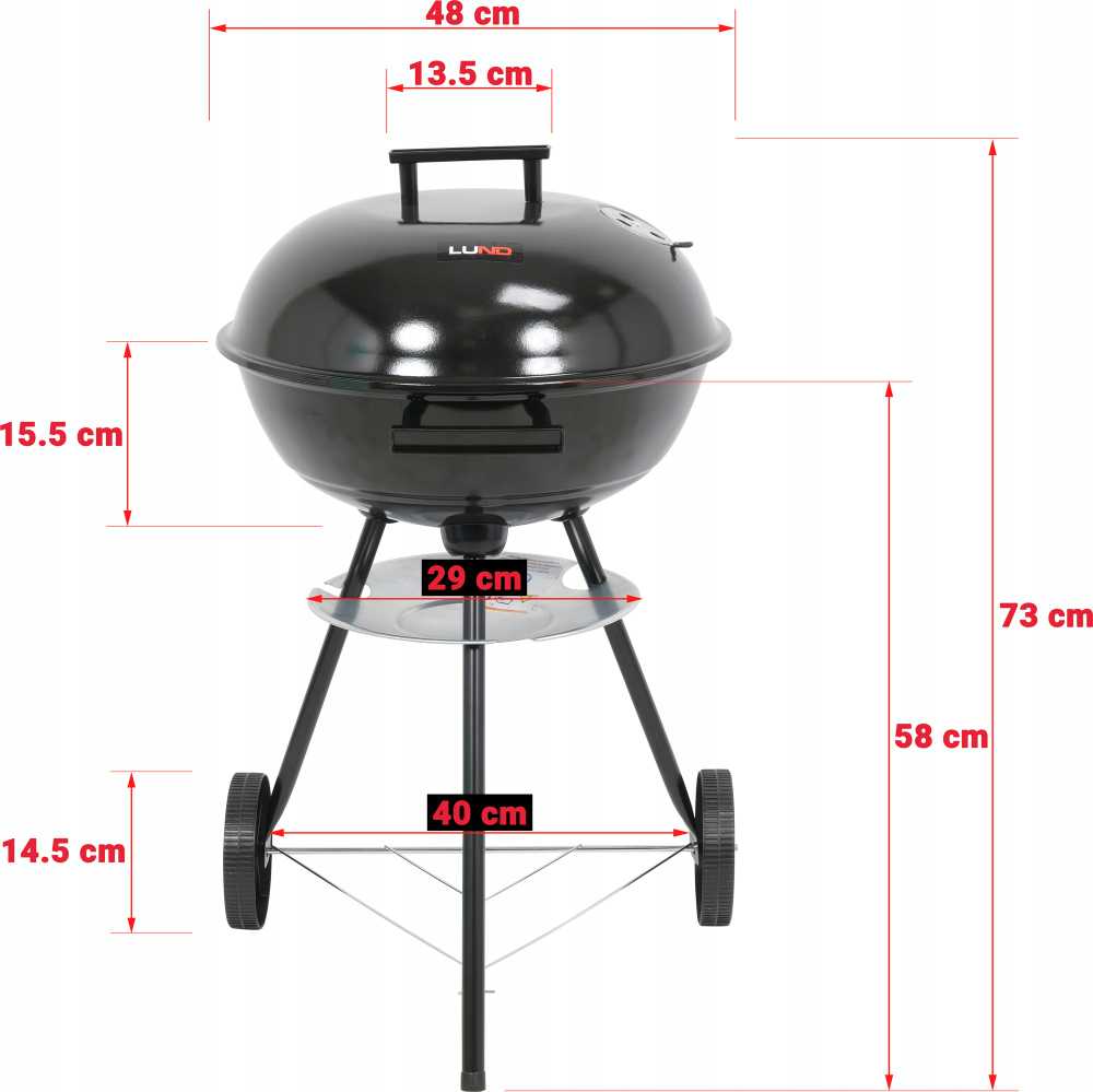 Lund apvalus grilis su dangčiu, 41cm