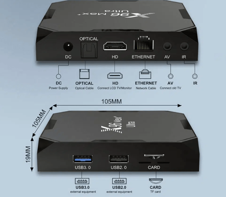 TV priedėlis X96 Max + Ultra Android 11 4/64GB Amlogic S905X4 tv box