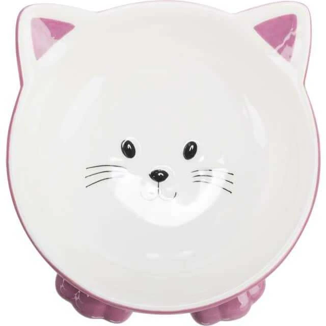 TRIXIE gyvūnų augintinių dubenėlis, keramikinis, katės formos, 0.15 l/ø 14 cm