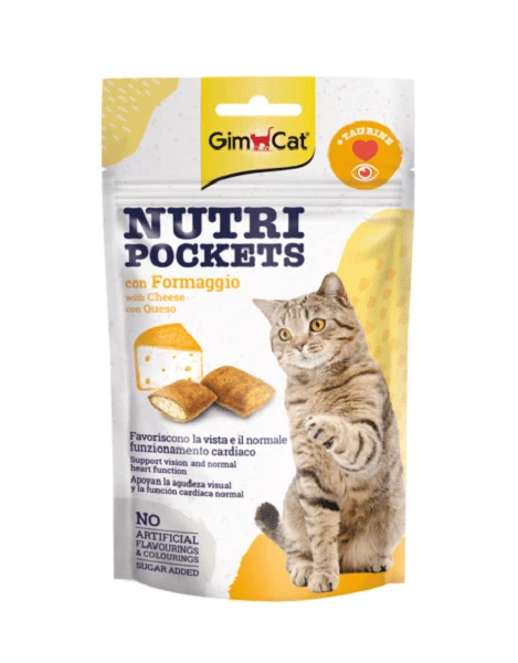 Gimborn GimCat Nutri Pockets with Cheese &amp; Taurine skanėstai katėms su Sūriu ir Taurinu 60g