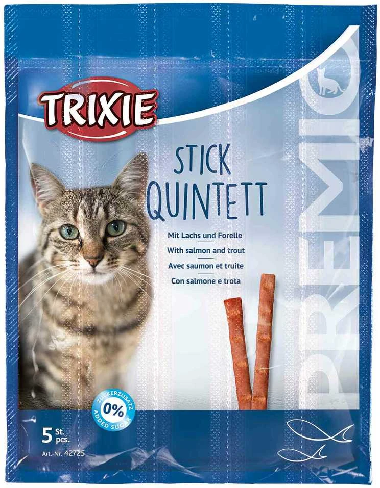 TRIXIE PREMIO Stick Quintett, salmon-trout, skanėstas katėms 5x5 g