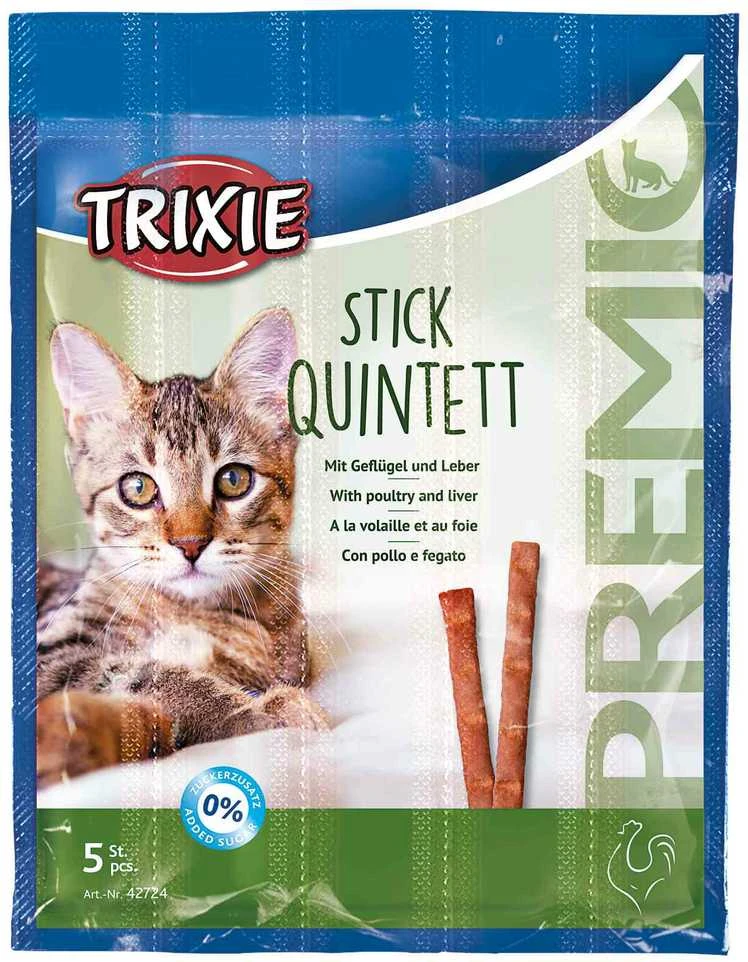 TRIXIE PREMIO Stick Quintett, poultry-liver, skanėstas katėms 5x5 g