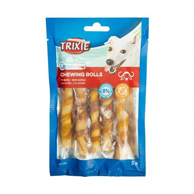 TRIXIE Denta Fun skanėstai šunims, kramtomi buivolienos suktinukai 70 g