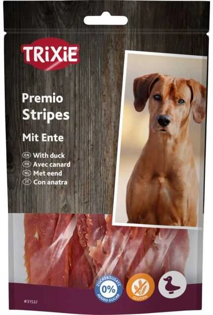 Trixie PREMIO Ducky Stripes šunų skanėstai antienos juostelės 100g