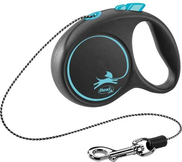 Trixie Flexi Juodas Design XS pavadėlis šunims iki 8kg virvinis 3m mėlynos spalvos