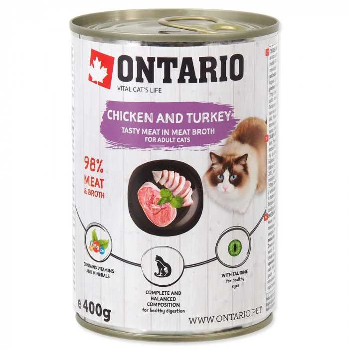 Ontario Cat Can vištiena with kalakutiena and Sea Buckthorn 400g (Vištiena su kalakutiena ir šaltalankiu)