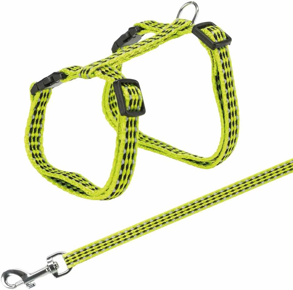 TRIXIE Kačių petnešos su pavadėliu, atspind., metal. sagtys, 22-42 cm-10 mm, 1.20 m