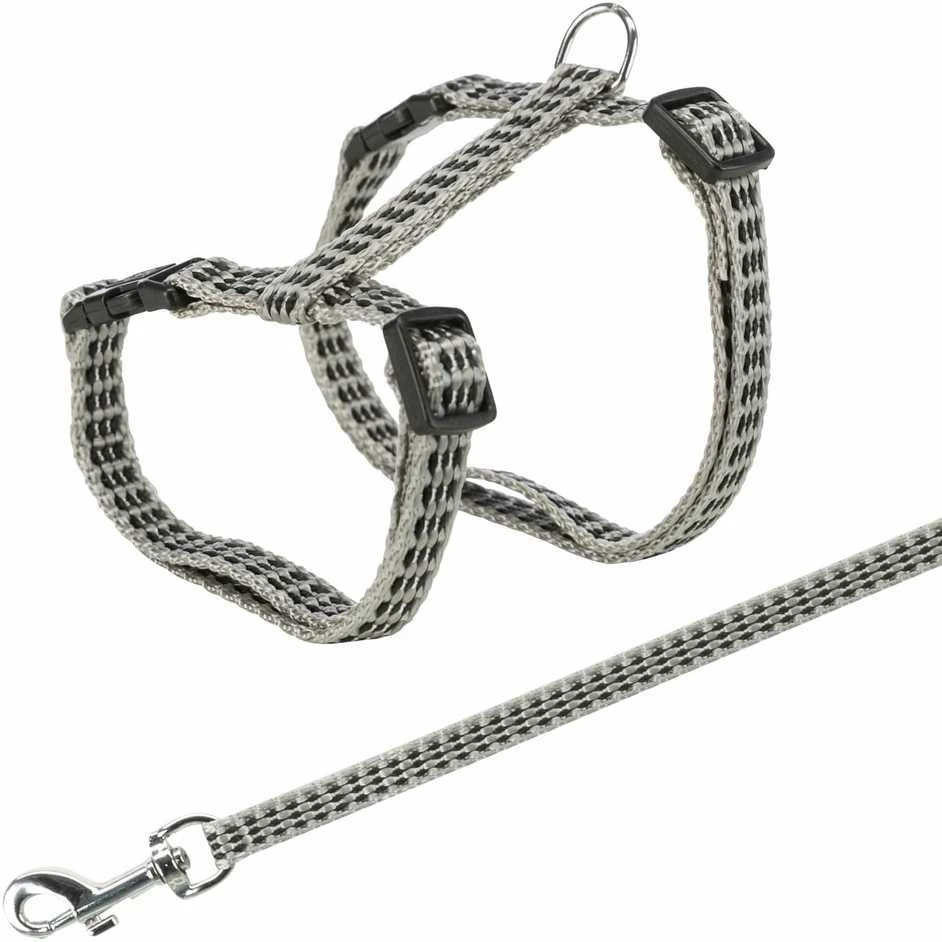 TRIXIE Kačių petnešos su pavadėliu, atspind., metal. sagtys, 22-42 cm-10 mm, 1.20 m