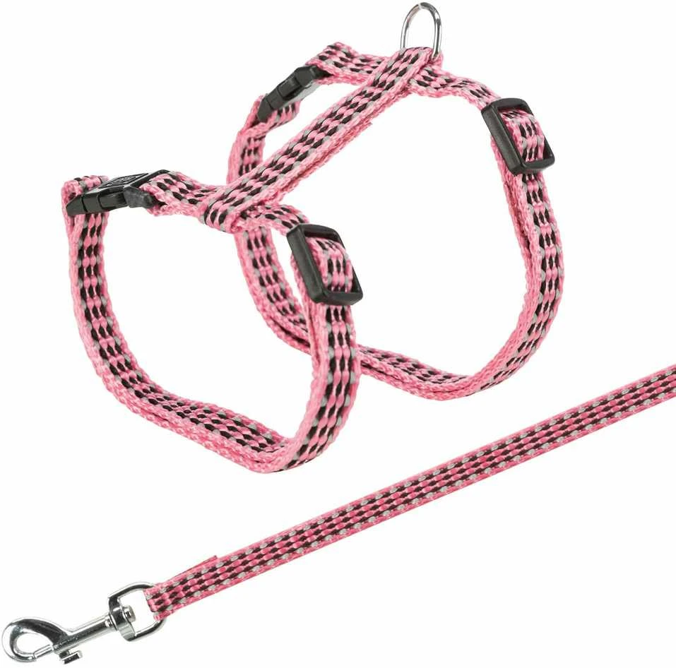 TRIXIE Kačių petnešos su pavadėliu, atspind., metal. sagtys, 22-42 cm-10 mm, 1.20 m