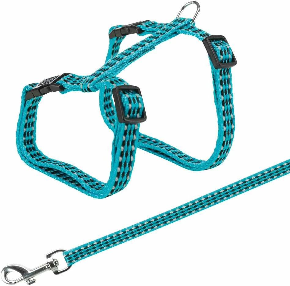 TRIXIE Kačių petnešos su pavadėliu, atspind., metal. sagtys, 22-42 cm-10 mm, 1.20 m