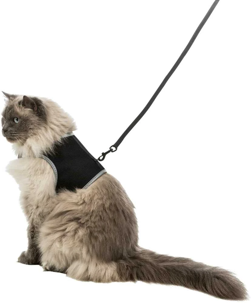 Trixie kačių pakinktai su pavadėliu, XXL, 36–54 cm, 1,20 m, juodi