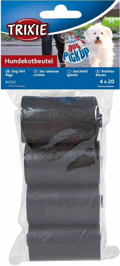 TRIXIE šunų ekskrementų maišeliai, 4 x 20 vnt., plastikiniai, juodi MR