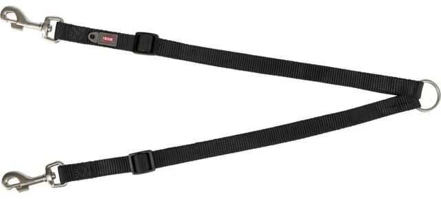 Trixie Pavadis premium dviems šunims XS-M 40 - 70 cm / 15 mm, juodas