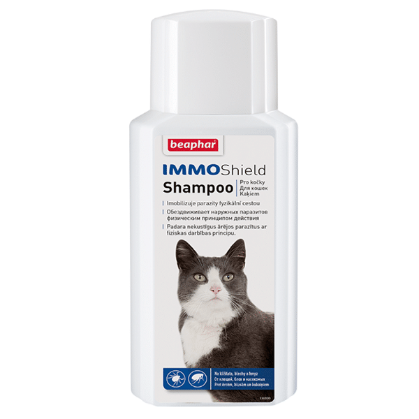 Beaphar IMMO SHIELD kačių šampūnas nuo blusų, erkių, uodų ir kitų parazitų, 200 ml