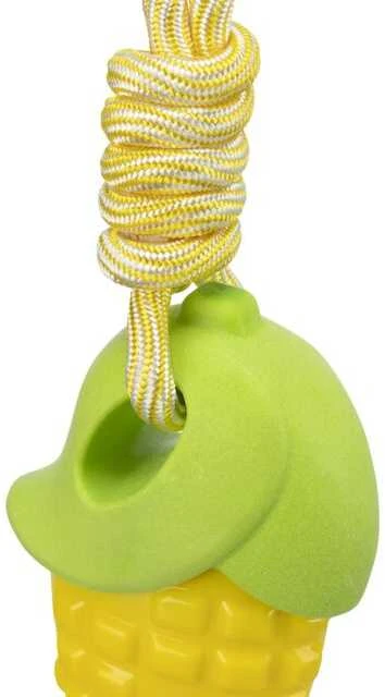 Trixie Žaislas šuniui Kukurūzų burbuolė ant virvės, TPR, 13 cm/34 cm