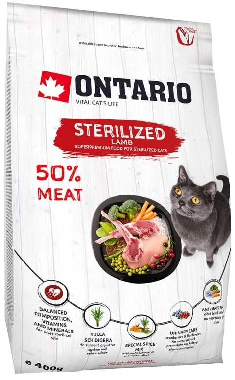 Ontario Cat Sterilised ėriena 0,4kg (Sterilizuotoms su ėriena)