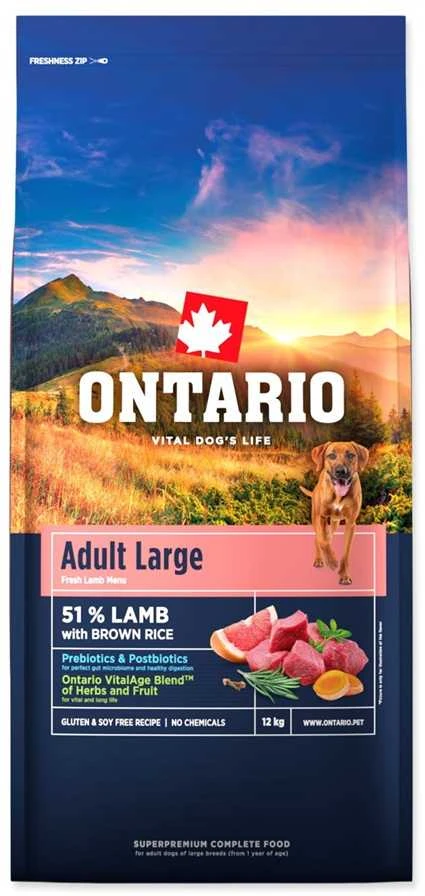 Ontario Adult Large ėriena & Brown ryžiai 12kg