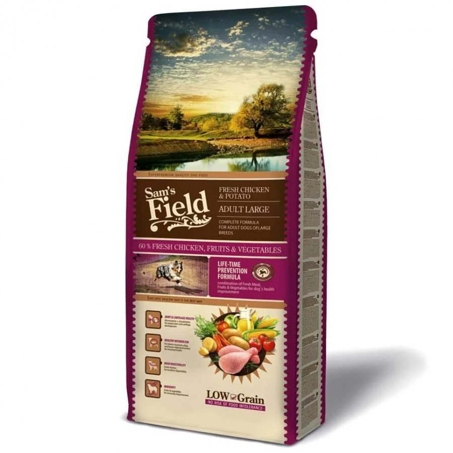 Sam´s Field Dog Fresh su vištiena ir bulvėmis ADULT LARGE 13kg