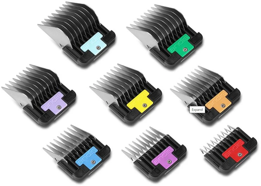 Andis plieno gyvūnų šukų rinkinys – 8 profesionalūs tarpikliai su patvariu plastikiniu dėklu