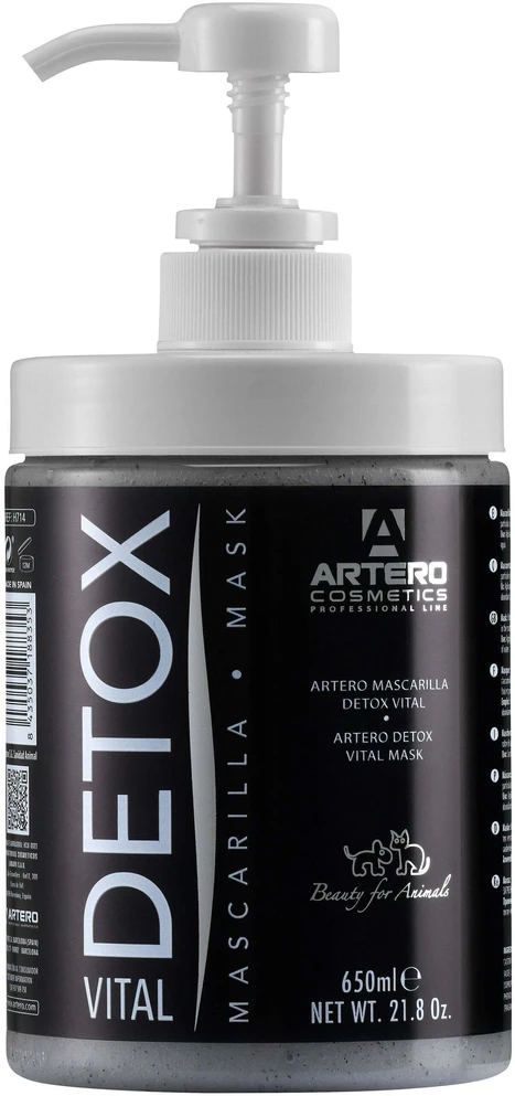 Artero Detox Vital Kaukė 650ml – Valomoji priežiūros kaukė su aktyvuota anglimi, giluminio valymo formulė