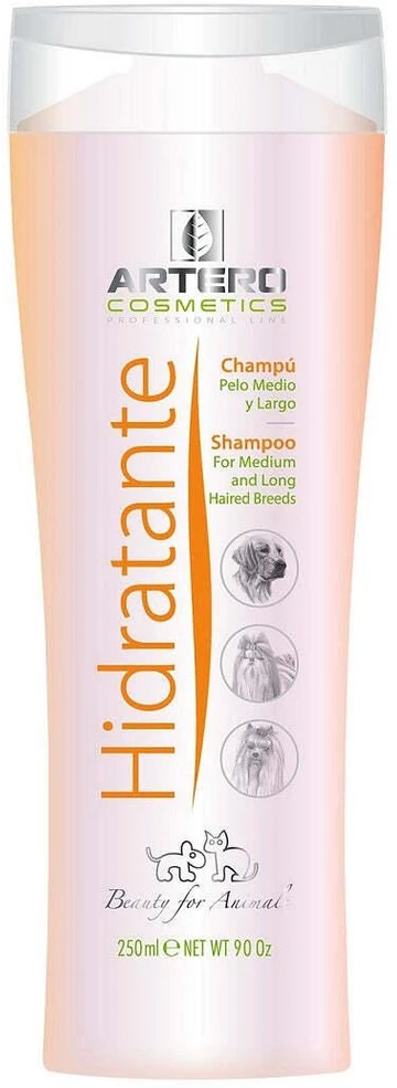 Artero drėkinantis šampūnas "Moisture Bath" – maitinamoji formulė ilgiems kailiams, 250 ml buteliukas