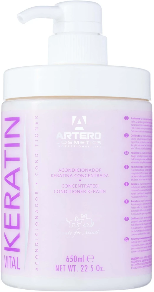 Artero Keratin Vital Kondicionierius – praturtintas keratinu, 650 ml, suteikia blizgesio ilgaplaukėms Artero