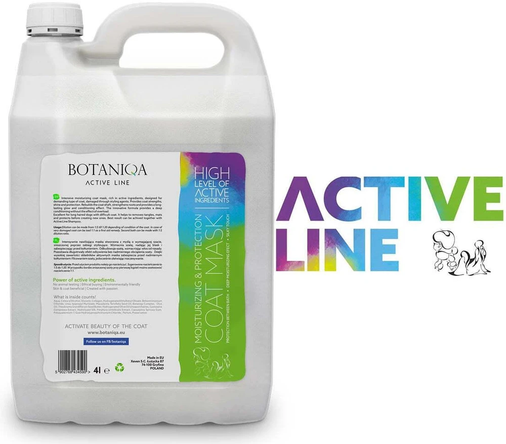 Botaniqa Active Line Drėkinanti ir apsauginė kaukė – Maitinamoji plaukų atstatymo formulė pažeistiems plaukams, 4L