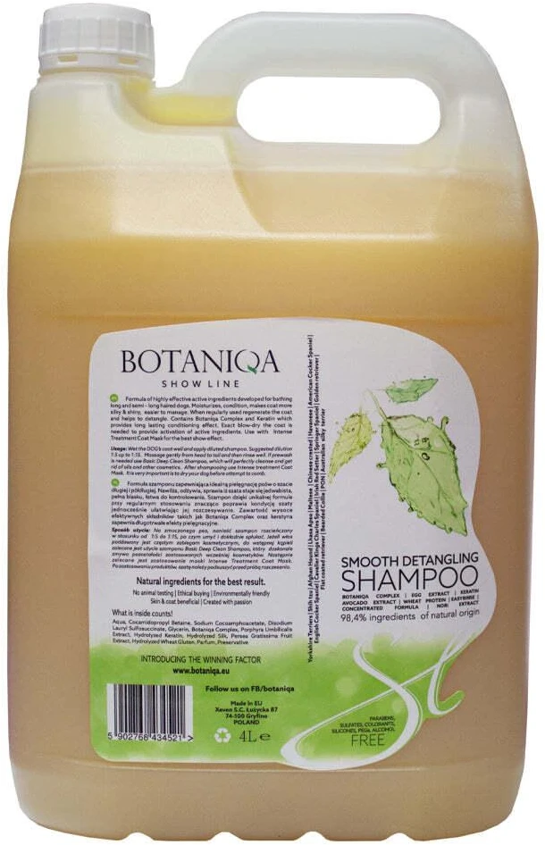 Botaniqa Show Line Smooth Detangling Šampūnas – Maitinanti formulė ilgiems kailiams, 4L